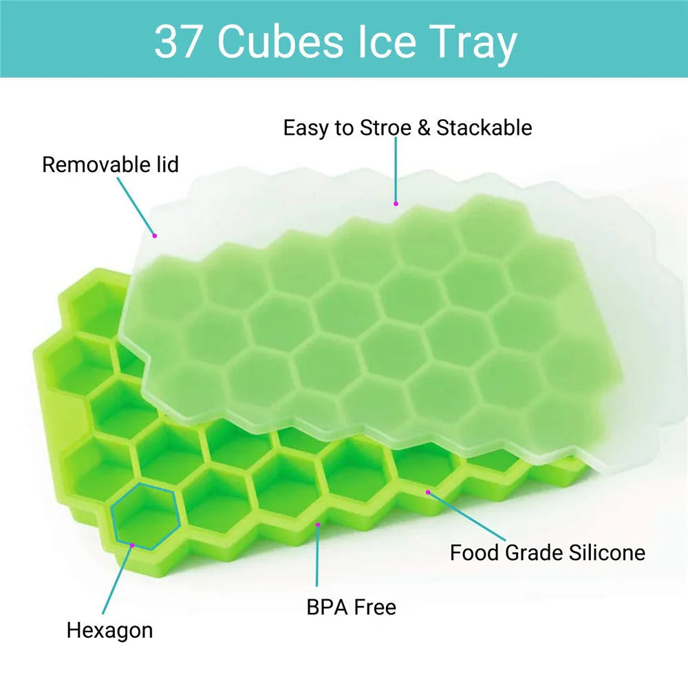 (Copie) Ice Cube Mold Honeycomb Silicone Ice Cube Maker Ice Tray Mould Reusable Food Grade Ice Maker with Lids for Summer Juice Wine