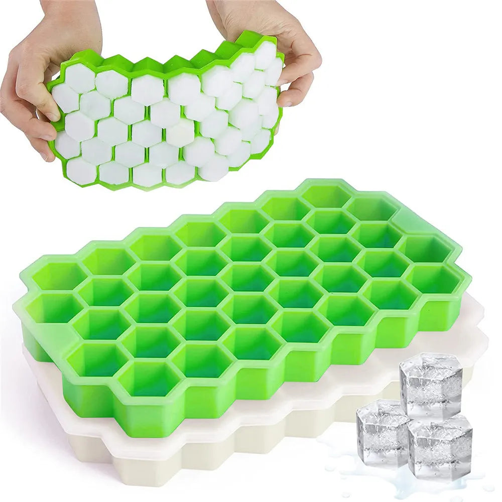 (Copie) Ice Cube Mold Honeycomb Silicone Ice Cube Maker Ice Tray Mould Reusable Food Grade Ice Maker with Lids for Summer Juice Wine