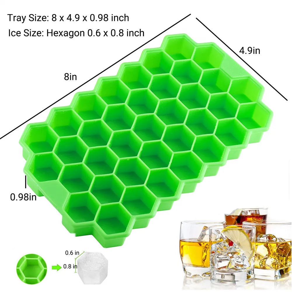 (Copie) Ice Cube Mold Honeycomb Silicone Ice Cube Maker Ice Tray Mould Reusable Food Grade Ice Maker with Lids for Summer Juice Wine