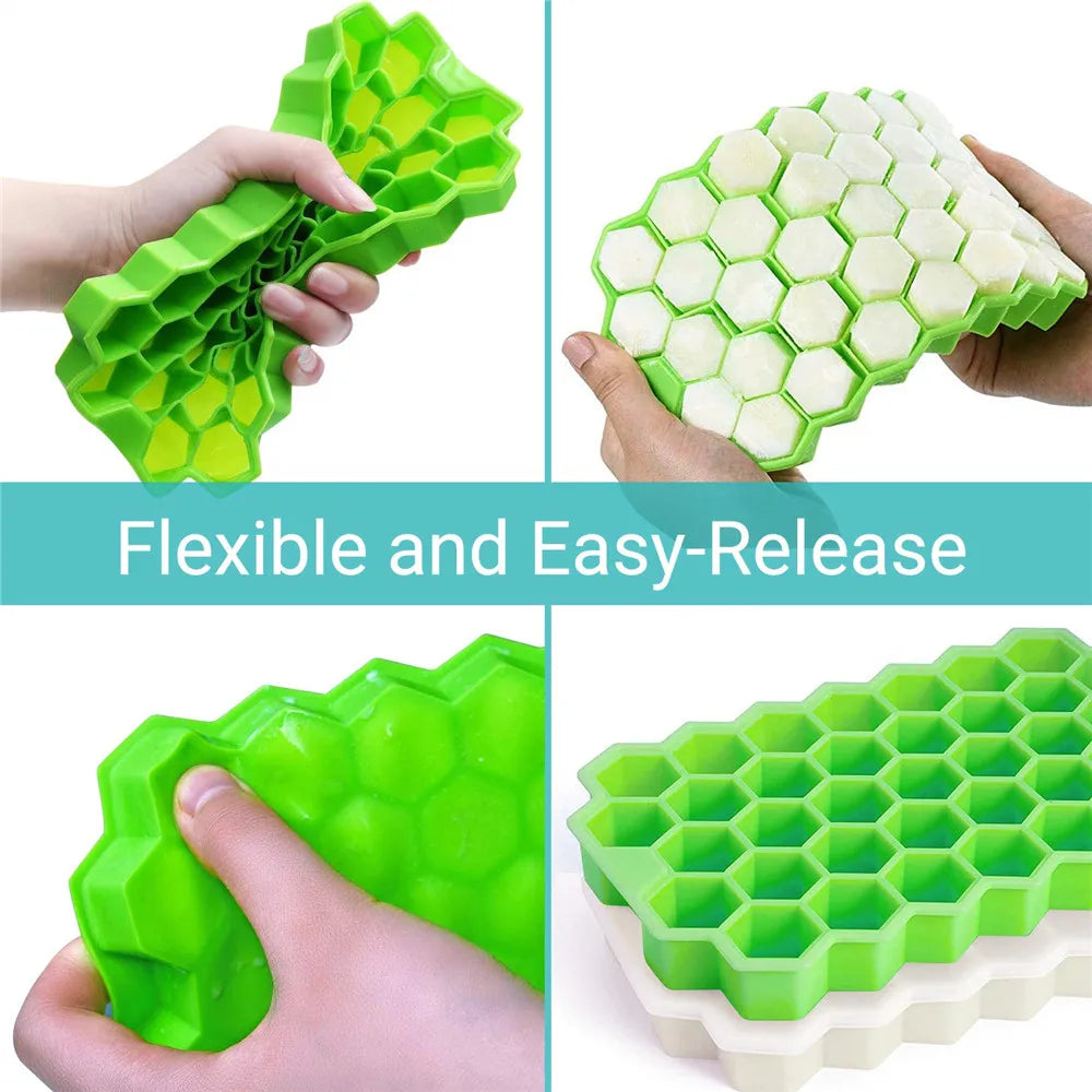 (Copie) Ice Cube Mold Honeycomb Silicone Ice Cube Maker Ice Tray Mould Reusable Food Grade Ice Maker with Lids for Summer Juice Wine